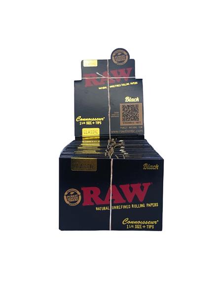 Papelillo 1/14 + Tips BLACK Conniesour Classic Caja 24 Unidades - RAW