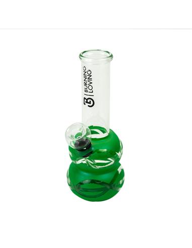 Glass Bong 14cm 5,5 Green Tapping-Double Ring - Burning Loving