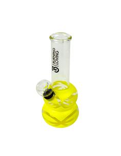 Glass Bong 14cm 5,5 Yellow Tapping-Double Ring - Burning Loving