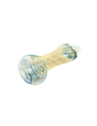 Glass Pipe 3 Silver fumed With Blue lining on head and mouthpiece - Burning Loving