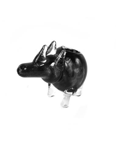 Glass Animal Pipe Size Big Type Rhino Color Black - Burning Loving