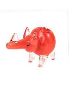 Glass Animal Pipe Size Small Type Rhino Color Red - Burning Loving