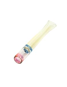 Glass One Hitter Type Cigarette holder Size 12mm Silver Fumed on Mouthpiece and Gold fumed on holder - Burning Loving