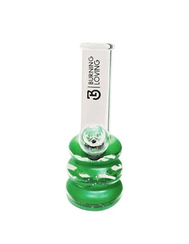 Glass Bong 14cm 5,5 Green Tapping-Triple Ring - Burning Loving