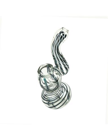 Glass Bubbler Size 4 Twisted Lining Color Black - Burning Loving