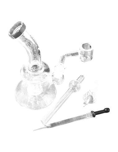 Glass RIG 6 With Inside Shower Attachment Banger, Glass Bowl, Carb Cap and Dabber - Burning Loving