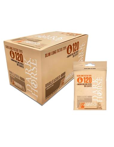 Slim Long Filter Tips Brown 11/4 120 Unbleached - Dark Horse